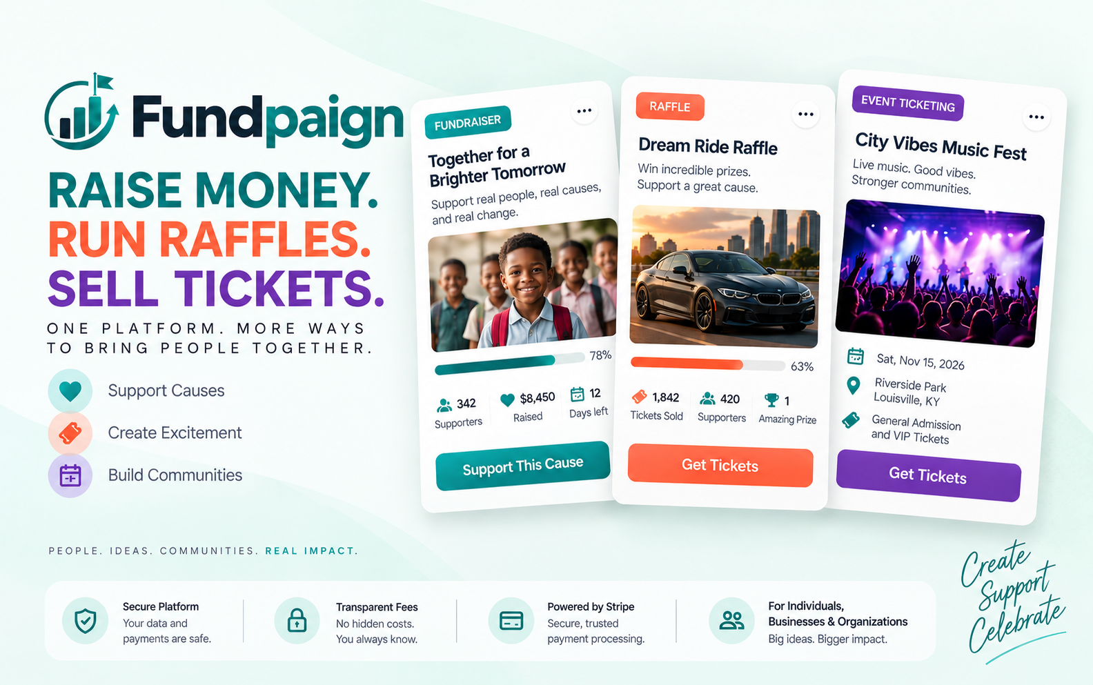 Fundpaign fundraising, raffle, and event ticketing platform